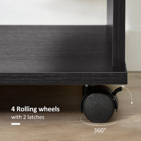 HOMCOM Open Wardrobe on Wheels, Bedroom Wardrobe with Clothes Hanging Rail, 3 Storage Shelves, Mobile Garment Rack for Cloakroom, Hallway, Black