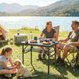 Outsunny 2ft Folding Camping Table, Picnic Table with Mesh Storage Layer, 4 Adjustable Heights and Carrying Handle, Black