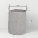 HOMCOM 36L Cotton Rope Laundry Basket, with Handles - Grey