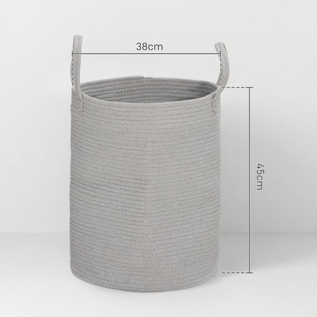 HOMCOM 36L Cotton Rope Laundry Basket, with Handles - Grey