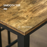 HOMCOM 120x60cm Bar Table Set, Breakfast Table with 2 Stools, 3-Piece Counter Height Dining Table & Chairs for Kitchen, Living Room, Rustic Brown