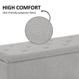 HOMCOM 57L Storage Ottoman, End of Bed Bench with Wooden Legs, Fabric Footstool for Living Room, Bedroom, 95 x 38 x 45cm, Grey