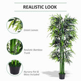 Outsunny 6ft Artificial Bamboo Tree Plant Greenary in A Pot for Home Office Planter 1.8M