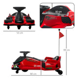 HOMCOM 12V Kids Electric Go Kart with Music, LED Lights, Slow Start, Red