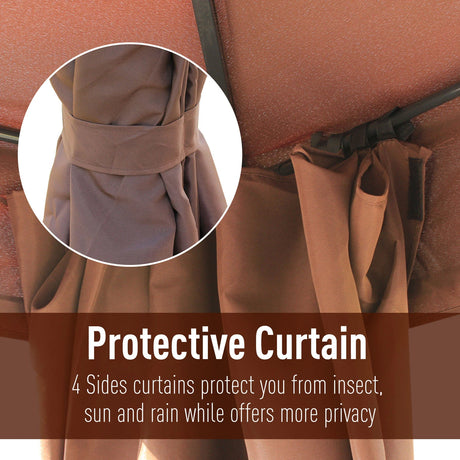 Outsunny 3 x 4m Garden Gazebo, Double Roof Marquee Canopy Shelter with Sidewalls, Solid Steel Frame for Garden, Lawn, Backyard and Deck