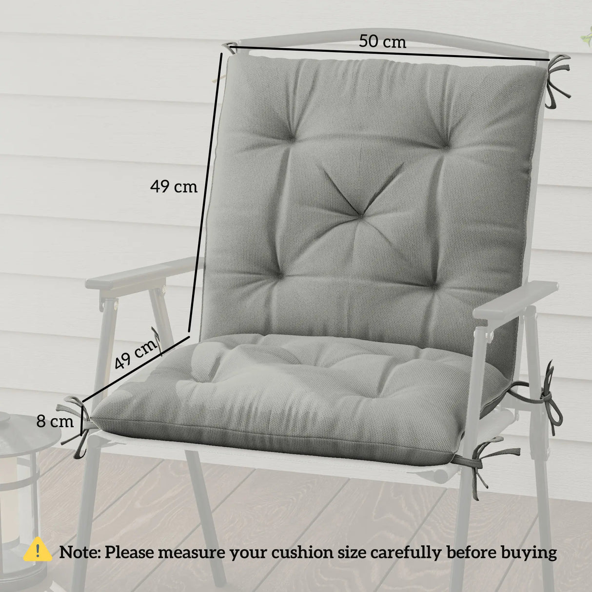 Outsunny Set of Two Outdoor Seat Cushions - Light Grey