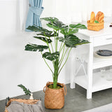 HOMCOM Decorative Artificial Monstera Plants in Pot Fake Plants for Home Indoor Outdoor Decor, 85cm