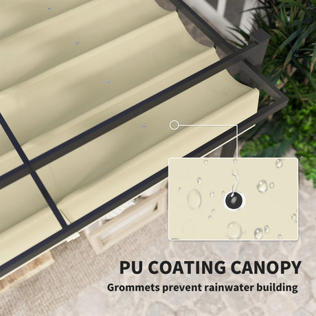 Outsunny 3 x 3m Aluminium Pergola, with Retractable Roof - Grey/Khaki