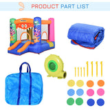 Outsunny Bouncy Castle Inflatable Basket Trampoline Slide Monster Design 180 x 250 x 175 (CM)