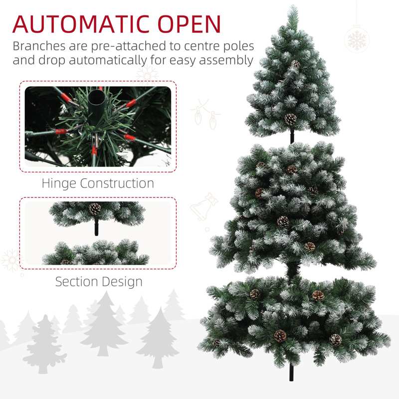 HOMCOM 6ft Snow-Dipped Artificial Pine Christmas Tree