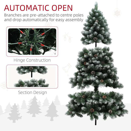 HOMCOM 6ft Snow-Dipped Artificial Pine Christmas Tree