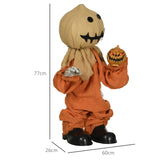 HOMCOM 77cm Halloween Scarecrow Decoration, Outdoor Activated Prop with Light Up Eyes, Sound Activated