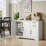 HOMCOM Sideboard with 2 Drawers Modern Storage Cabinet, Kitchen Cupboard with Adjustable Shelf and 3 Doors White