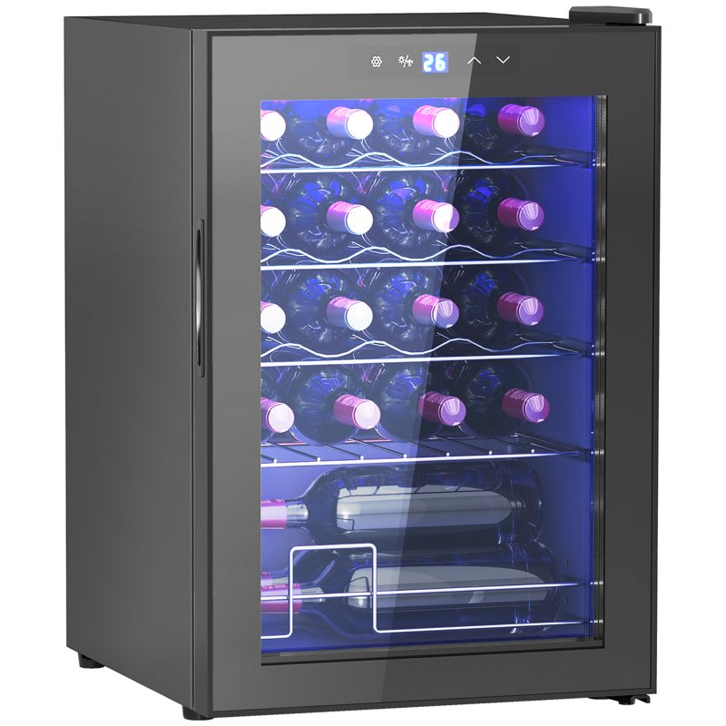 HOMCOM 20 Bottle 5-18℃ Countertop Wine Fridge - Black