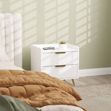 HOMCOM Elegant Two-Drawer Bedside Table - White