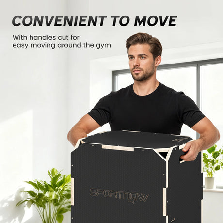 SPORTNOW Non-Slip Plyo Box, Corner-free Wooden Jump Box, 40.5 x 51 x 47.5 cm
