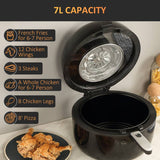 HOMCOM 7L Family Size Digital Air Fryer Oven with Air Fry, Roast, Broil, Bake, Dehydrate, 8 Presets, Rapid Air Circulation, Timer, Preheat, Non-stick Basket, Inner Light for Oil Free & Low Fat, 1500W