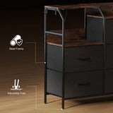 HOMCOM Chest of Eight Drawers, with Charging Station - Brown/Black