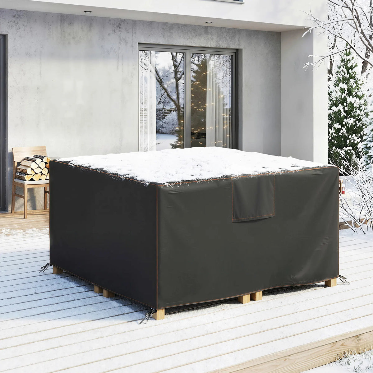 Outsunny Garden Furniture Cover, Waterproof Patio Furniture Cover with Air Vent, 420D Oxford Fabric, 125 x 125 x 74 cm, Black
