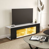 HOMCOM Multi-Shelf TV Cabinet, with Adjustable LED Lights - Black