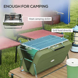 Outsunny Metal Suitable-Style Portable BBQ Grill - Green