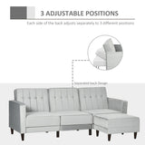 HOMCOM L Shape Sofa Bed Set with 3-Seater Sofa and Footstool, Corner Sofa Bed with Ottoman, Light Grey