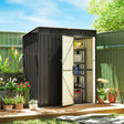 Outsunny 5 x 3 ft Lean-to Garden Shed, Outdoor Storage Shed with Lockable Door and Vents, Dark Grey
