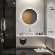 kleankin Round Bathroom Mirror with LED Lights, Wall Mount Dimmable Makeup Mirror with 3 Temperature Colours, Defogging Film and Memory Function, Frameless, Hardwired, 70 x 70 cm