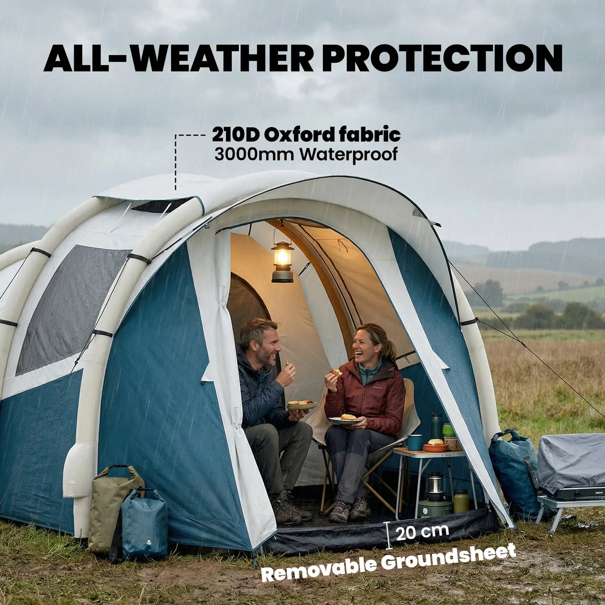 Outsunny Inflatable Camping Tent w/ Air Pump, Easy Setup 2-3 Person Blow Up Tent, Green