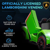 HOMCOM Lamborghini Veneno Licensed Electric Ride-On Car, with Remote, Music, Horn - Green