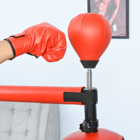 HOMCOM 155-205cm 3-IN-1 Freestanding Boxing Punch Bag Stand, Boxing Speed Trainer with Rotating Flexible Arm, Speed Ball, Fillable Base