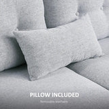 HOMCOM 2 Seater Sofa with Spring Cushion, Fabric Sofa with Wooden Legs, Modern Love Seat for Living Room, 140cm Width Tufted Couch for Bedroom, Light Grey