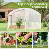 Outsunny Polytunnel Greenhouse Walk-in Grow House with UV-resistant PE Cover, Door, Galvanised Steel Frame, 4 x 3 x 2m, White