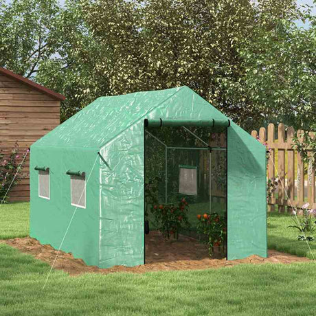 Outsunny Polyethylene Walk-in Polytunnel Greenhouse, 2 x 3(m), Green