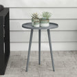 Outsunny Round Garden Coffee Table, Outdoor Side Table with Rounded Steel Edge, 40 x 50H cm, Grey