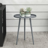 Outsunny Round Garden Coffee Table, Outdoor Side Table with Rounded Steel Edge, 40 x 50H cm, Grey