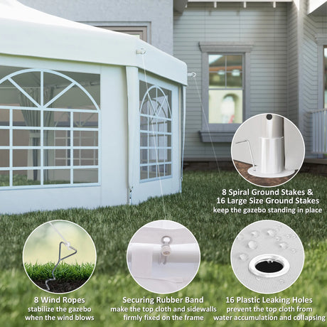 Outsunny 6.8 x 5m Octagonal Marquee Gazebo - White