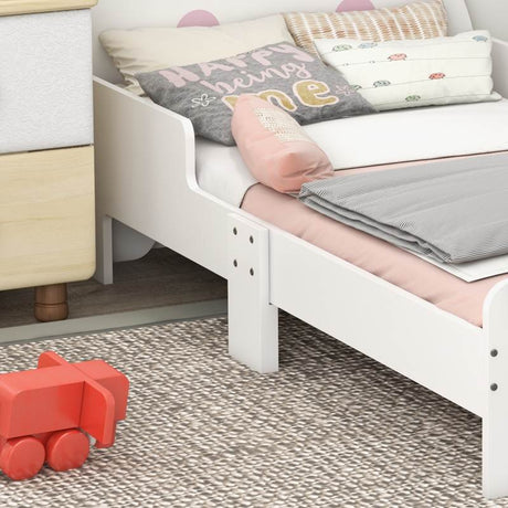 ZONEKIZ Rabbit-Designed Toddler Bed, Kids Bedroom Furniture - White