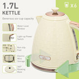 HOMCOM Kettle and Toaster Set, 1.7L 3000W Fast Boil Jug Kettle with Auto Shut Off, 4 Slice Toaster with 7 Level Browning Controls & Crumb Tray, Beige