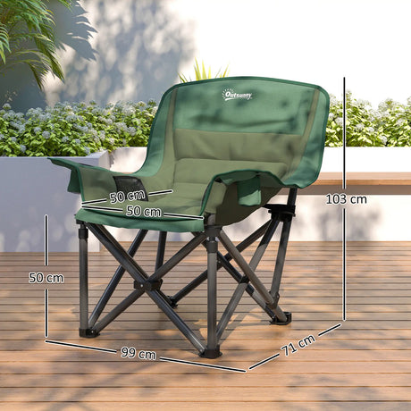 Outsunny Portable Padded Camping Chair, with Bag - Olive Green