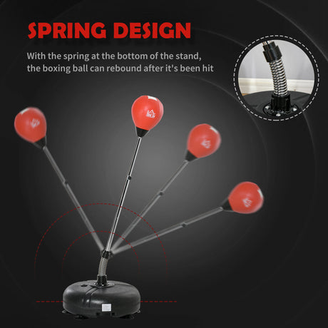 HOMCOM Punching Bag with Stand, 132-158cm Adjustable Height, for Teens, Red/Black