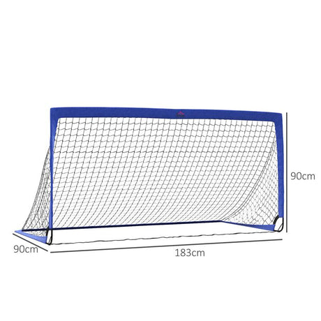 HOMCOM Set of 2 Football Goal Net 6 x 3 ft Foldable Outdoor Sport Training Teens Adults Football with Carrying Bag Blue