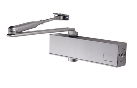 OVERHEAD DOOR CLOSER VARIABLE POWER SIZE 2-4 C/W BACKCHECK & FIG 66 BRACKET - SILVER - EACH