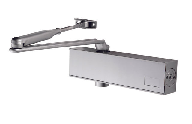 OVERHEAD DOOR CLOSER VARIABLE POWER SIZE 2-6 C/W BACKCHECK & FIG 66 BRACKET - SILVER - EACH