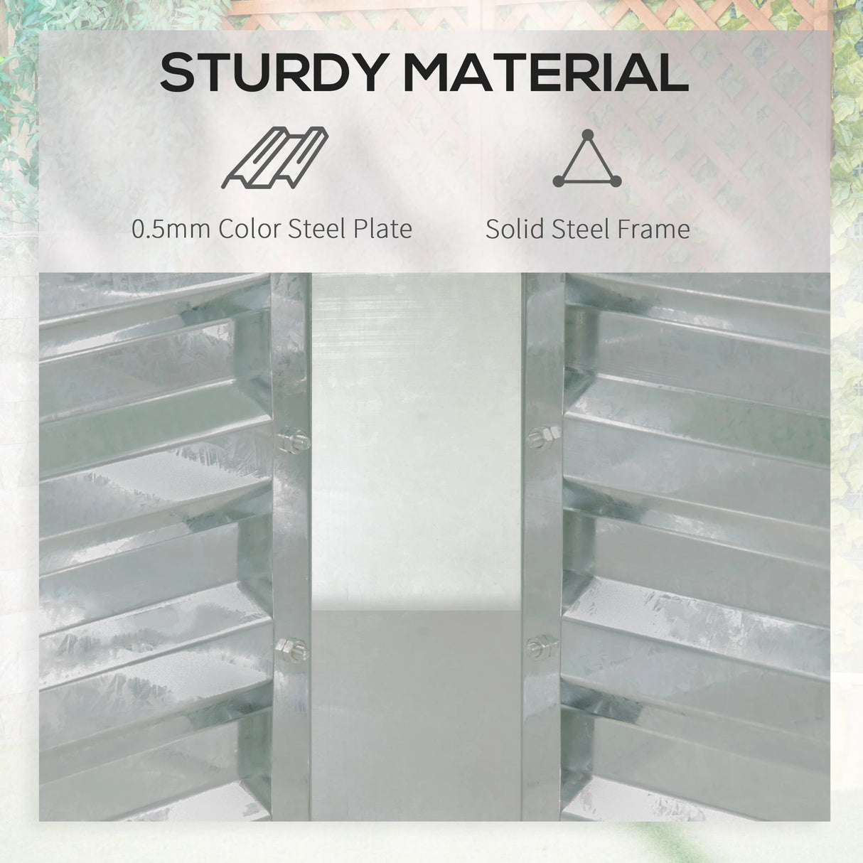 Outsunny Raised Garden Bed with Greenhouse, Steel Planter Box with Plastic Cover, Roll Up Window, Dual Use for Flowers, Vegetables, Fruits and Herbs, 185L x 95W x 92H cm, Green