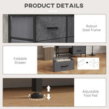 HOMCOM Fabric Chest of Drawers, Industrial Bedroom Dresser with 8 Fabric Drawers, Steel Frame and Wooden Top for Nursery, Living Room, Hallway, Black