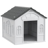 PawHut Plastic Weather-Resistant Dog House, for Indoors and Outdoors, Medium Dogs - Grey