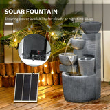 Outsunny Solar Powered Outdoor Water Fountain - Dark Grey