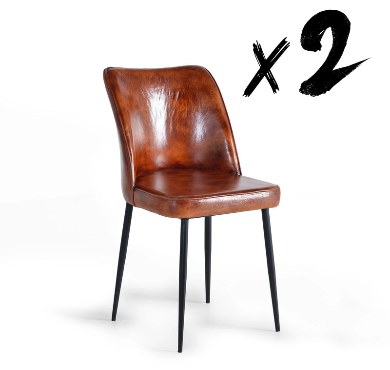 Giner and Colomer  Chair In Leather With Metal Legs For Contemporary Spaces