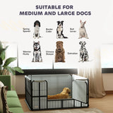 PawHut Steel Dog Whelping Box with Washable Whelping Pad, Wind-Resistant Cloth, for Small, Medium Dogs, 122 x 122 x 60cm